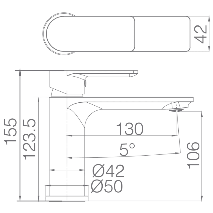 Grifo de lavabo Imex Saona Croquis 2
