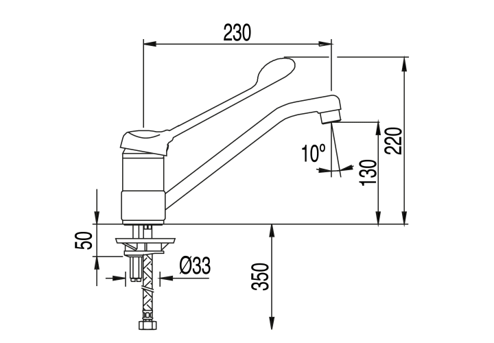 Grifo de lavabo PMR Tres Medical Croquis 1