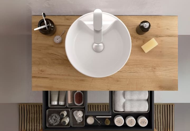 Mueble de baño para lavabo sobre encimera Salgar Bequia nórdico Detalle 11