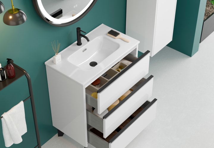 Conjunto mueble de baño fondo reducido 39cm Coycama Siena Detalle 2
