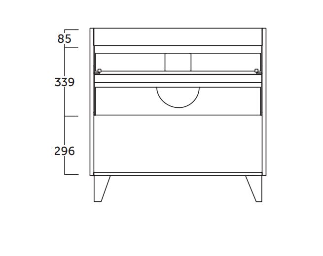 Conjunto mueble de baño fondo reducido 39cm Coycama Siena Croquis 4