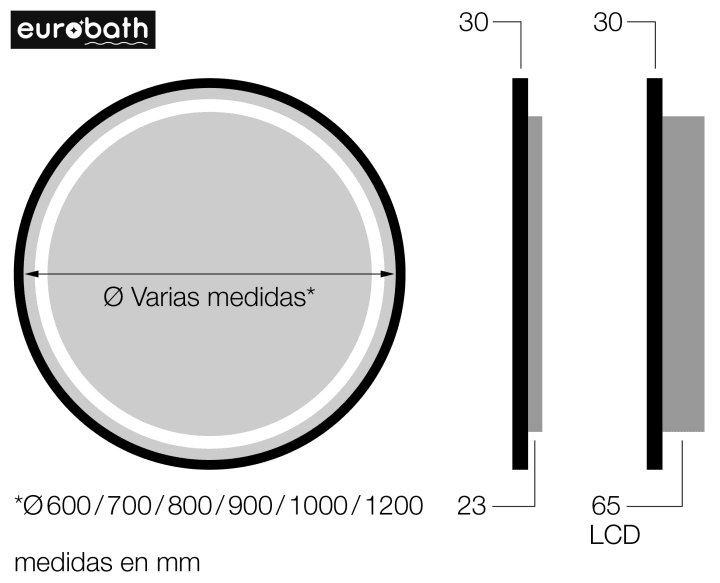 Espejo de baño con luz LED Eurobath Caicos Croquis 5