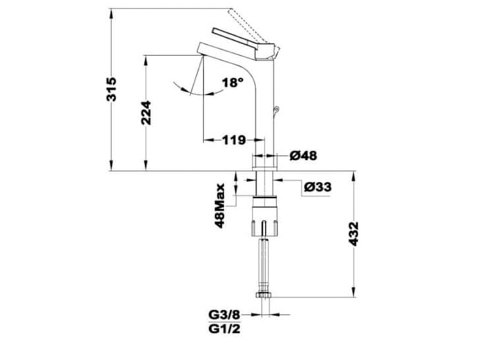 Grifo de lavabo XL Strohm Teka Dessin Croquis 2