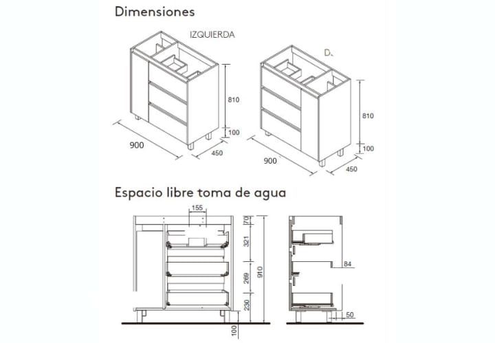 Conjunto mueble de baño Salgar Noja Croquis 13