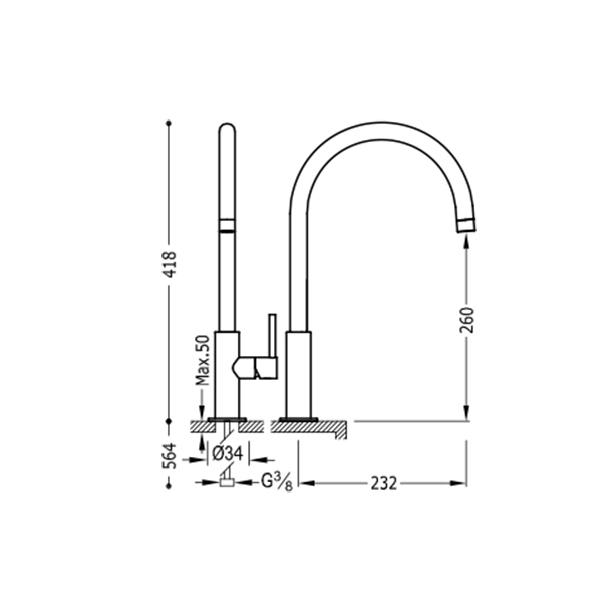 Grifo de lavabo Tres Study Exclusive Croquis 9