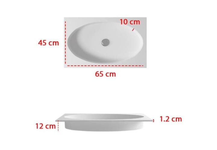 Lavabo suspendido Bruntec California Croquis 1