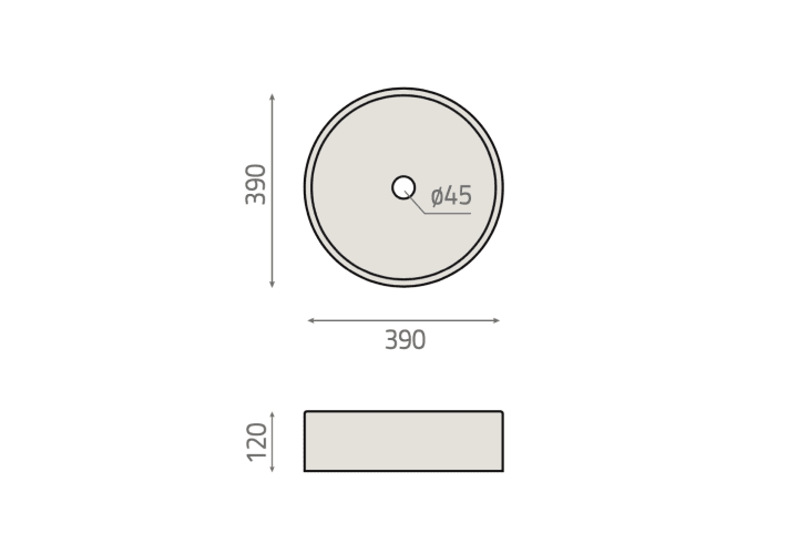 Lavabo sobre encimera BHD Salces Croquis 4