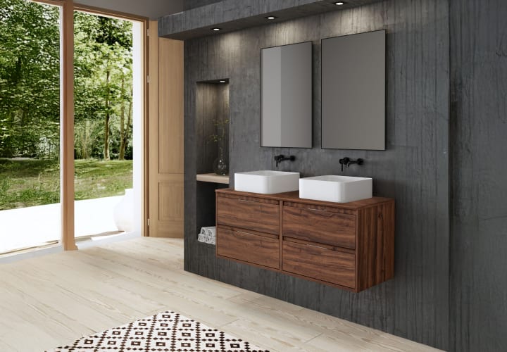 Mueble de baño con encimera de madera Bruntec Boston Principal 1