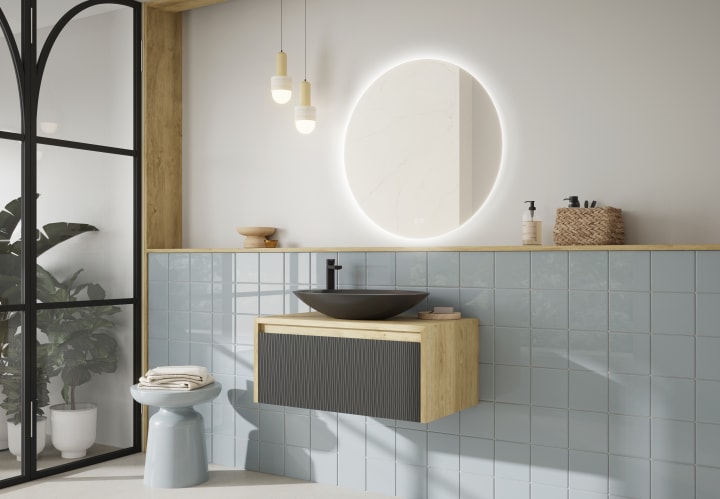 Mueble de baño Coycama lambda con encimera de madera Ambiente 19
