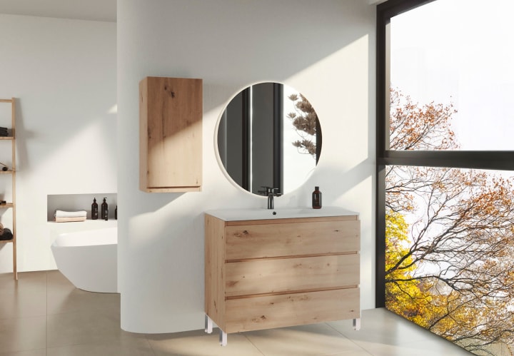 Mueble de baño color madera fondo reducido 37.8 cm Bruntec Vilma Principal 1