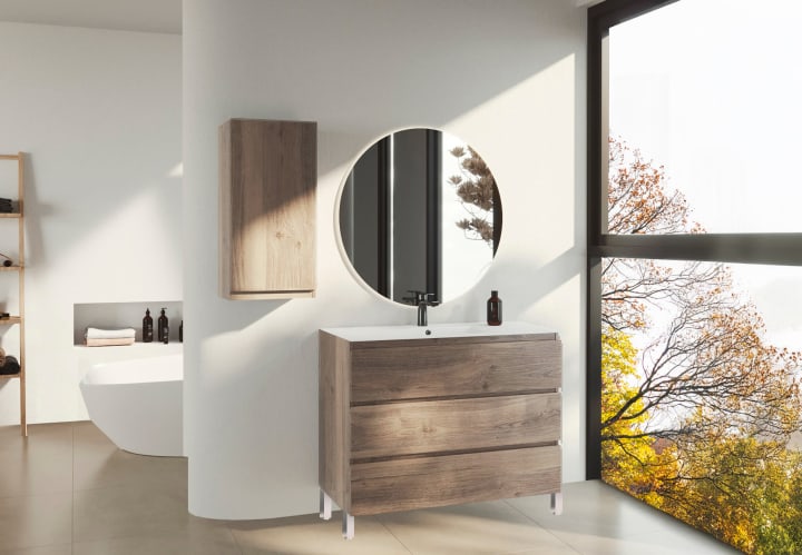 Mueble de baño color madera fondo reducido 37.8 cm Bruntec Vilma Principal 2