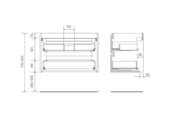 Conjunto mueble de baño Salgar Bequia Croquis 16