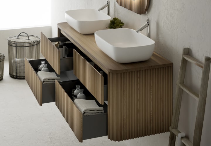 Mueble de baño con encimera de madera maciza Bruntec Baviera Detalle 6