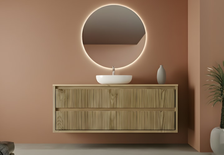 Mueble de baño madera maciza con encimera de madera Bruntec Alpes 19 Principal 1