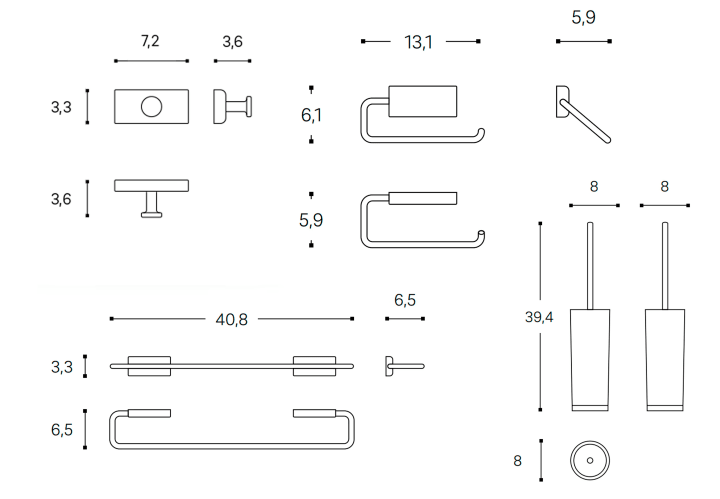 Conjunto de accesorios de baño Cosmic Next Croquis 5
