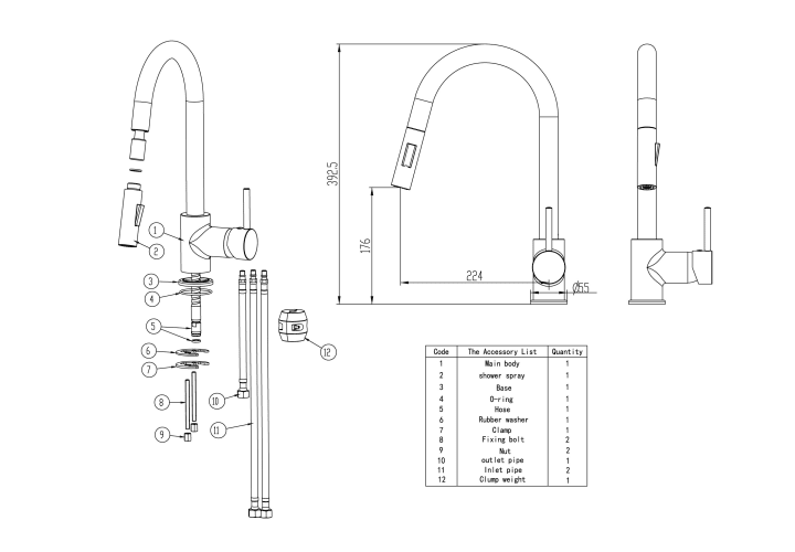 Grifo de cocina GME Round Croquis 2