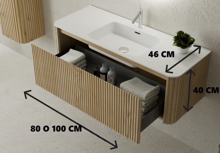 Conjunto de mueble de baño de madera maciza Bruntec Baviera Croquis 4