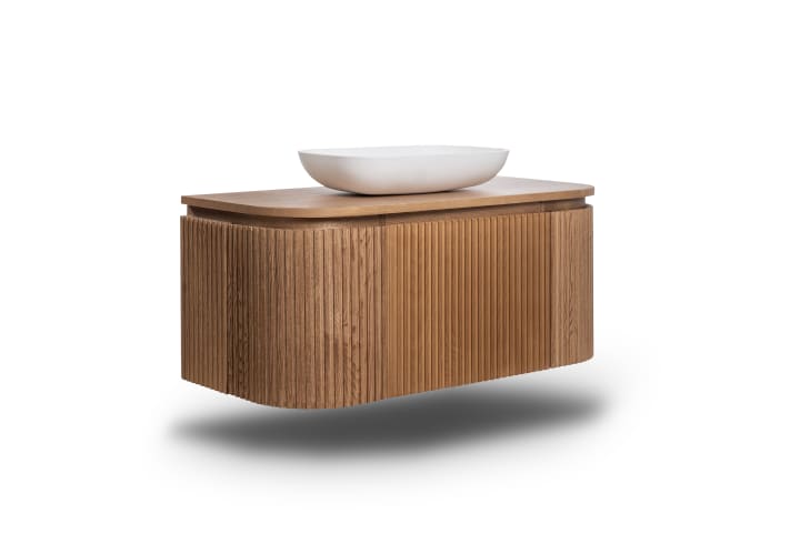 Mueble de baño madera varias medidas, maciza de fresno con encimera de madera Bruntec Neo Curve Principal 1