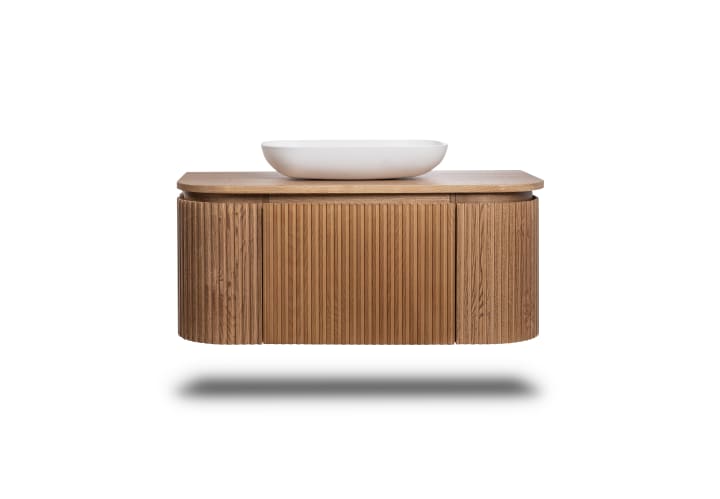 Mueble de baño madera varias medidas, maciza de fresno con encimera de madera Bruntec Neo Curve Detalle 4