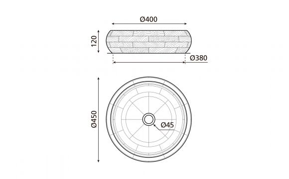 Lavabo sobre encimera Bathco Bangalore Croquis 2