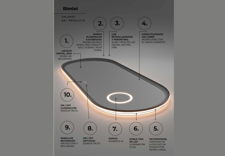 Espejo de baño con luz LED Ledimex Rimini Detalle 9