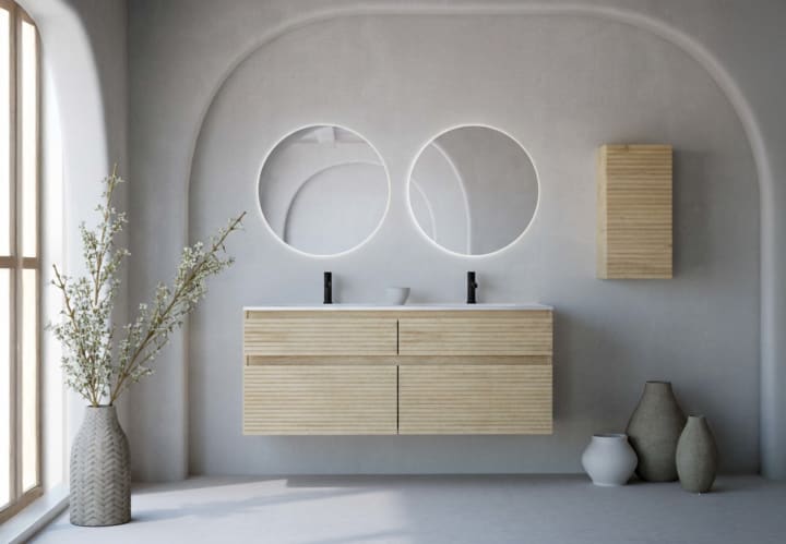 Conjunto de mueble de baño madera maciza palilleria Horizontal Bruntec Alpes 7 Principal 1