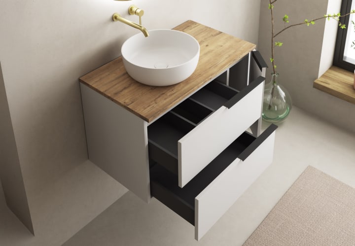 Mueble de baño con encimera de microtec negra Bruntec Coban Detalle 3
