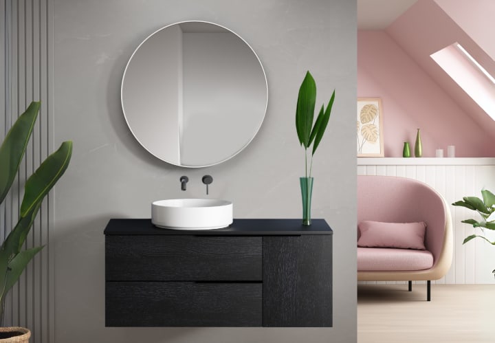 Mueble de baño con encimera de microtec negra Bruntec Coban Principal 2