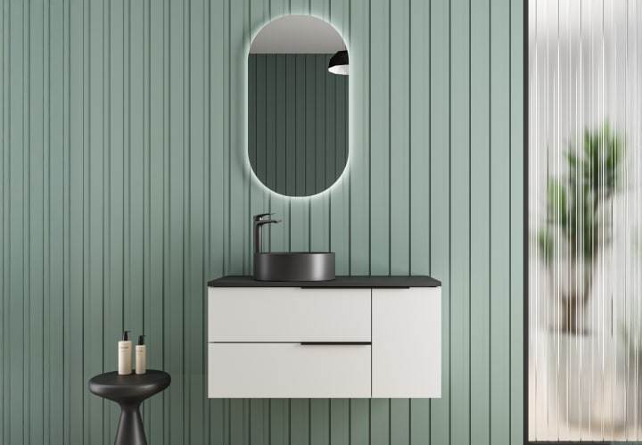 Mueble de baño con encimera de microtec negra Bruntec Coban Principal 1
