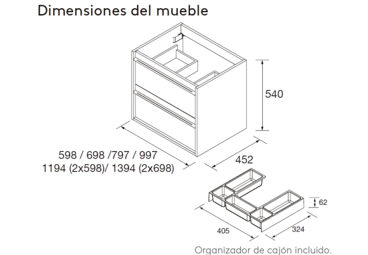 Conjunto mueble de baño Salgar Attila Croquis 19