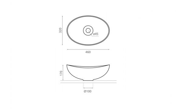 Lavabo sobre encimera Bathco Begursa Croquis 2
