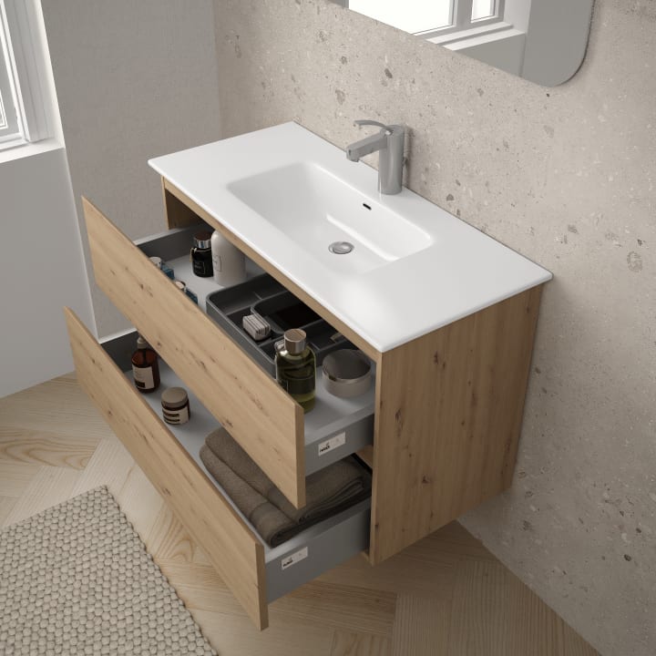 Mueble de baño color madera fondo reducido 37.8 cm Bruntec Vilma Detalle 5