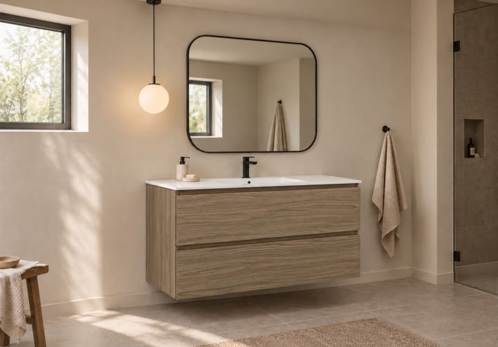 Mueble de baño color madera fondo reducido 37.8 cm Bruntec Vilma Principal 2