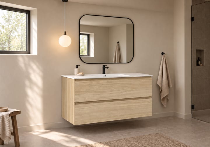 Mueble de baño color madera fondo reducido 37.8 cm Bruntec Vilma Principal 1