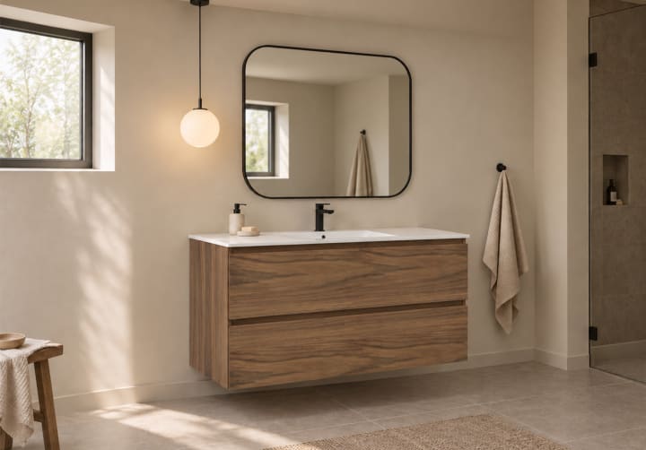 Mueble de baño color madera fondo reducido 37.8 cm Bruntec Vilma Principal 7