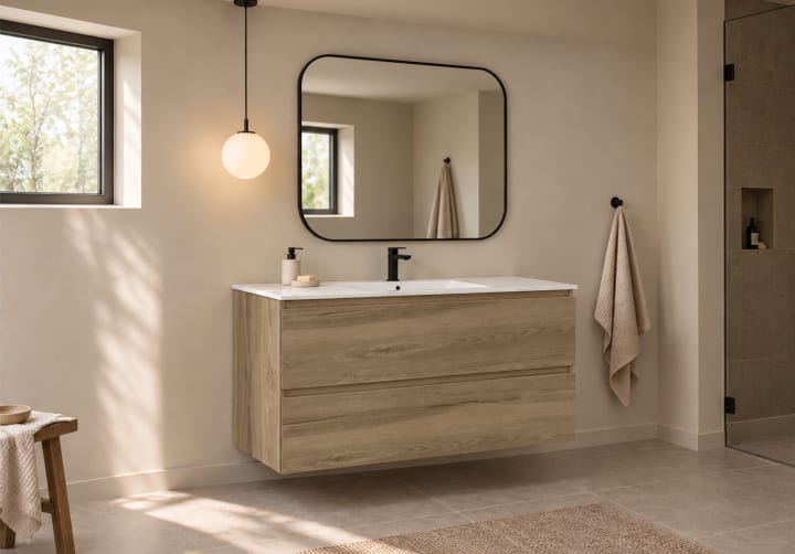 Mueble de baño color madera fondo reducido 37.8 cm Bruntec Vilma Principal 4