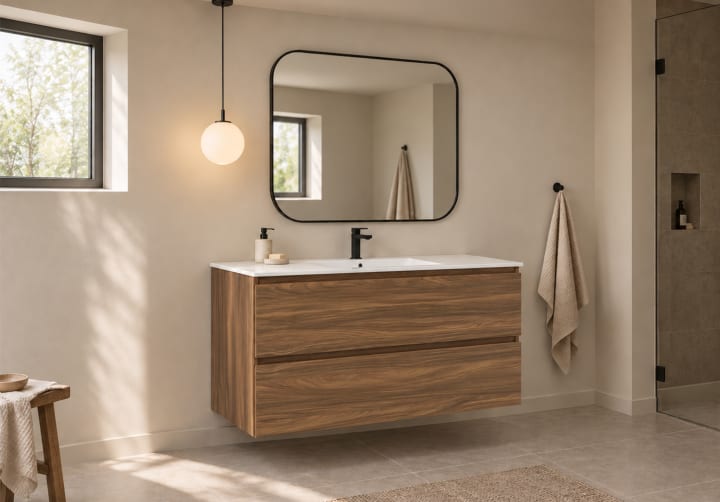 Mueble de baño color madera fondo reducido 37.8 cm Bruntec Vilma Principal 5