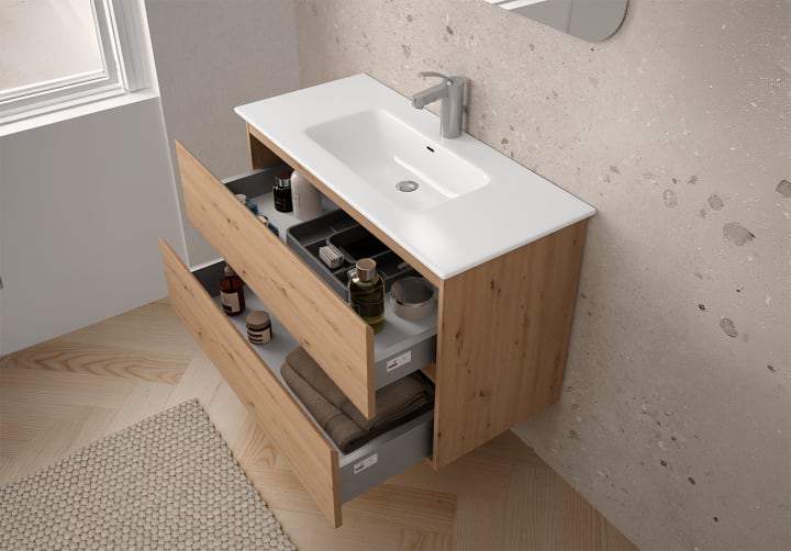 Mueble de baño color madera fondo reducido 37.8 cm Bruntec Vilma Detalle 5