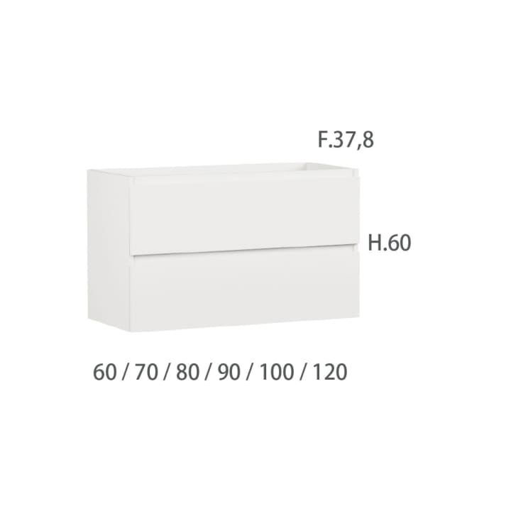 Mueble de baño color madera fondo reducido 37.8 cm Bruntec Vilma Croquis 6