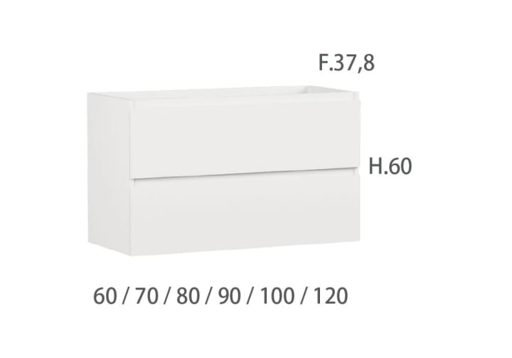 Mueble de baño color madera fondo reducido 37.8 cm Bruntec Vilma Croquis 11