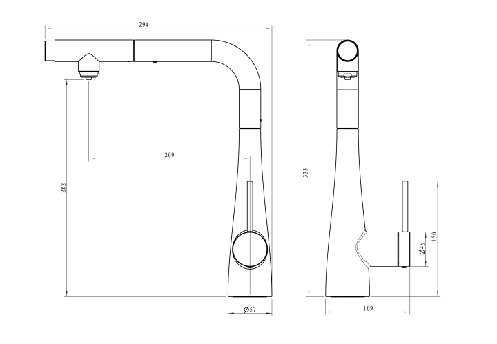Grifo de cocina Imex Split Croquis 7