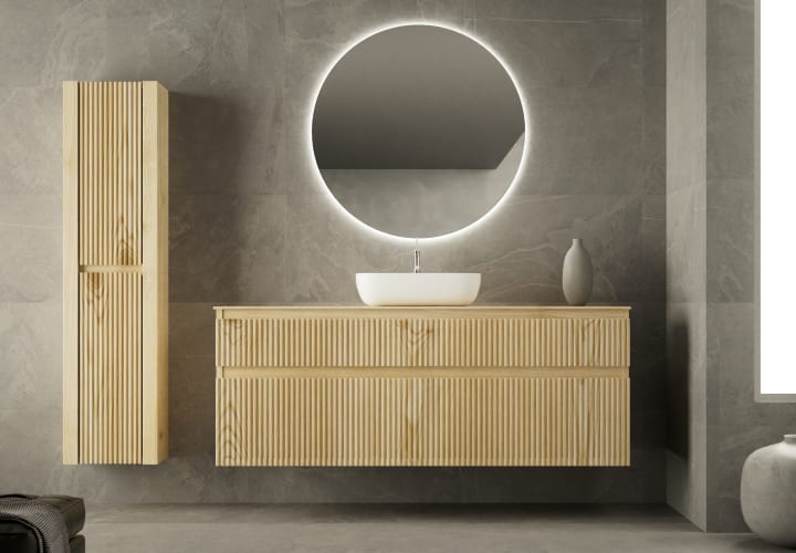 Mueble de baño con encimera de madera maciza Bruntec Alpes Principal 2