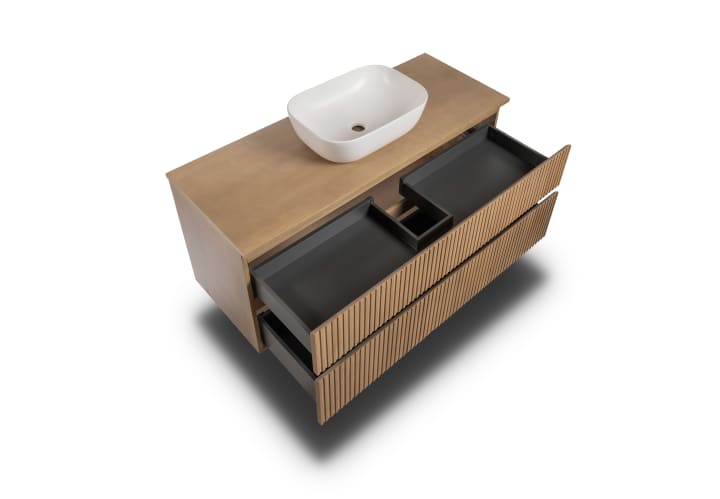 Mueble de baño con encimera de madera maciza Bruntec Alpes Detalle 4