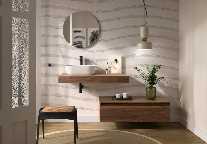 Conjunto mueble de baño con encimera del mismo color del mueble y cajonera Salgar Domus Principal 2