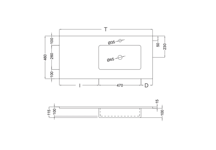 Lavabo encastrado Coycama Mara Masai Croquis 17