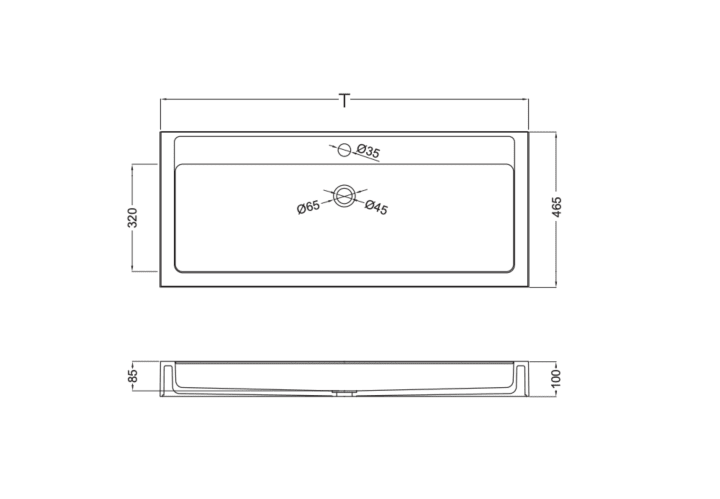 Lavabo encastrado Coycama Zafiro Croquis 3