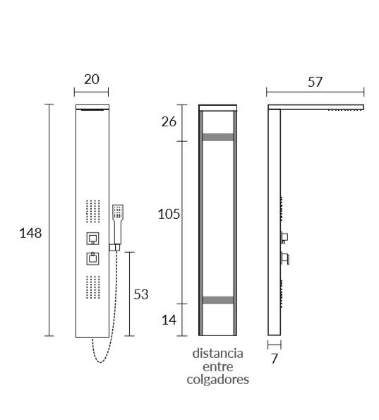 Columna de ducha Sagobar Ilma Croquis 1