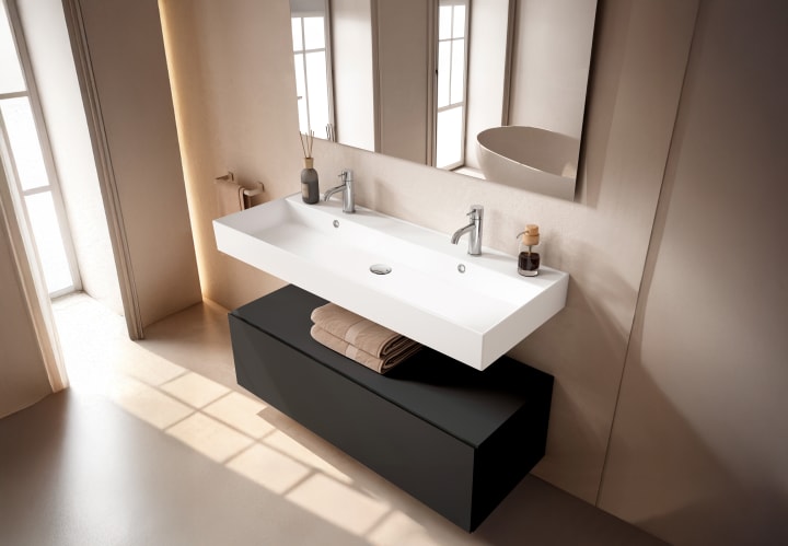 Conjunto mueble de baño con lavabo de cerámica de 12 cm de alto y cajonera Viso Nomad Principal 8