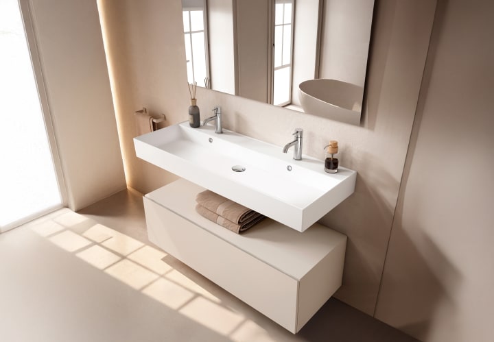 Conjunto mueble de baño con lavabo de cerámica de 12 cm de alto y cajonera Viso Nomad Principal 7