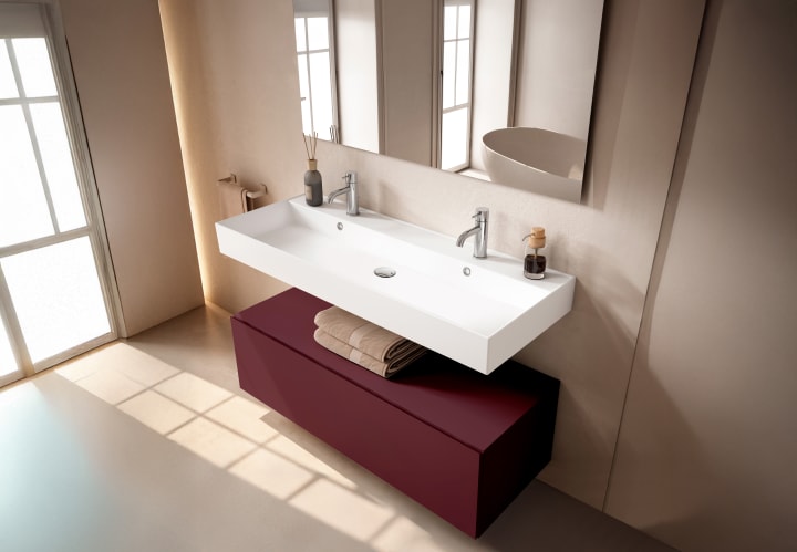 Conjunto mueble de baño con lavabo de cerámica de 12 cm de alto y cajonera Viso Nomad Principal 13